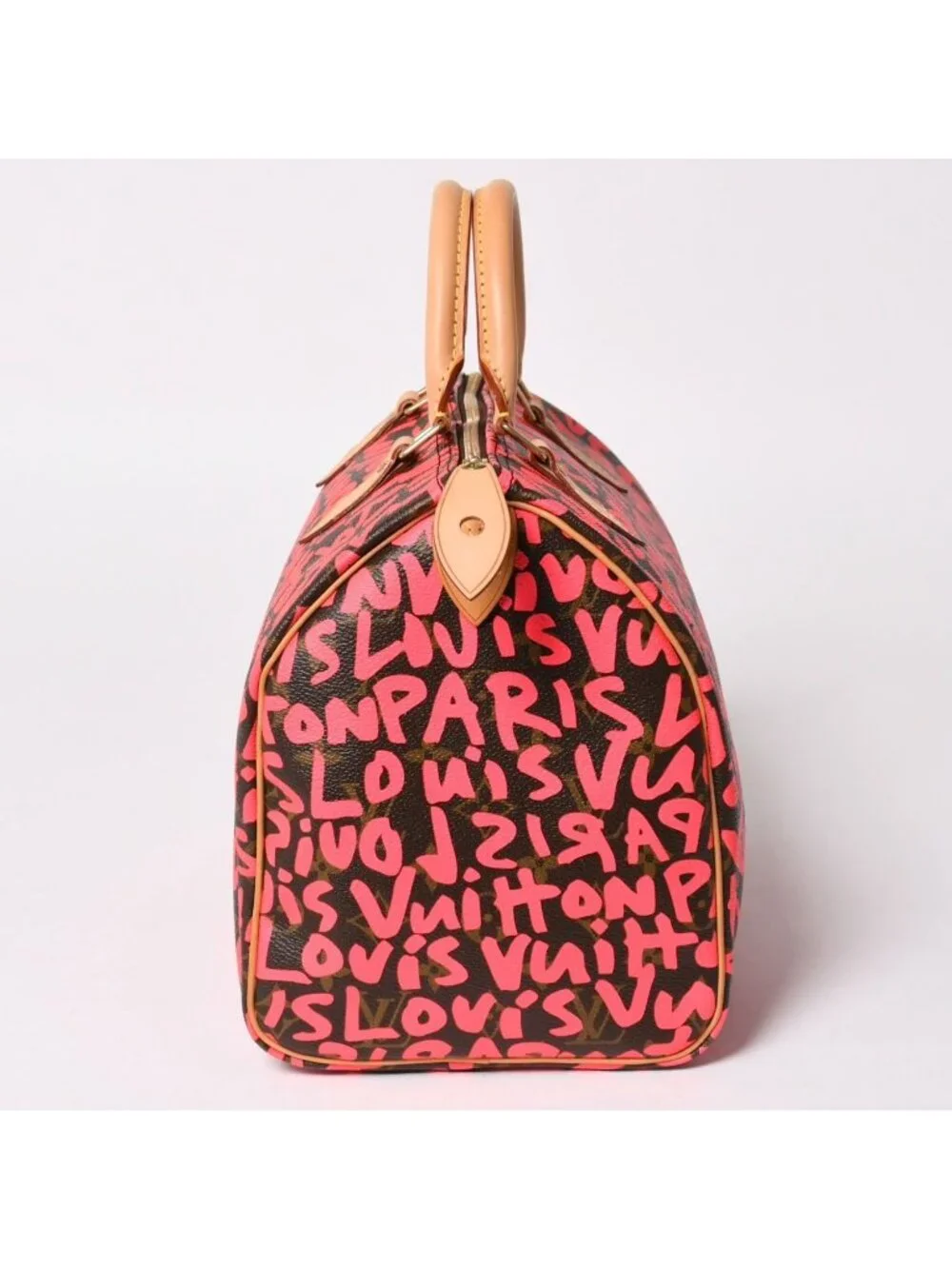 Louis Vuitton Monogram Graffiti Speedy 30 Handbag Pink Vachetta Leather